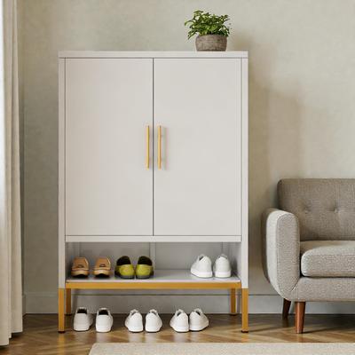 Fundinbaths 40 Inch Tall Metal Shoe Cabinet with 2 Doors, 7 Tier Narrow Shoe Storage Organizer for Entryway and Closet
