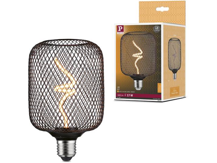 PAULMANN LED-Leuchtmittel Metallic Glow Standard 230V LED Leuchtmittel Zyl dimmbar Schwarz , schwarz, L:16,2cm Ø:10cm, Leuchtmittel, LED-Leuchtmittel