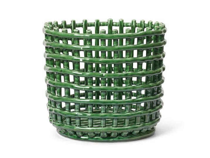 Ferm Living - Keramik Korb, gross, emerald green
