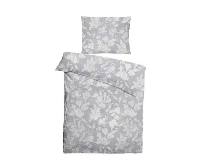Ralph Bauer Bettwäscheset, Graublau, Textil, Floral, 160x210 cm, pflegeleicht, atmungsaktiv, hautfreundlich, bügelleicht, edel glänzend, Heimtextilien, Bettwäsche, Bettwäsche, Damast Bettwäsche