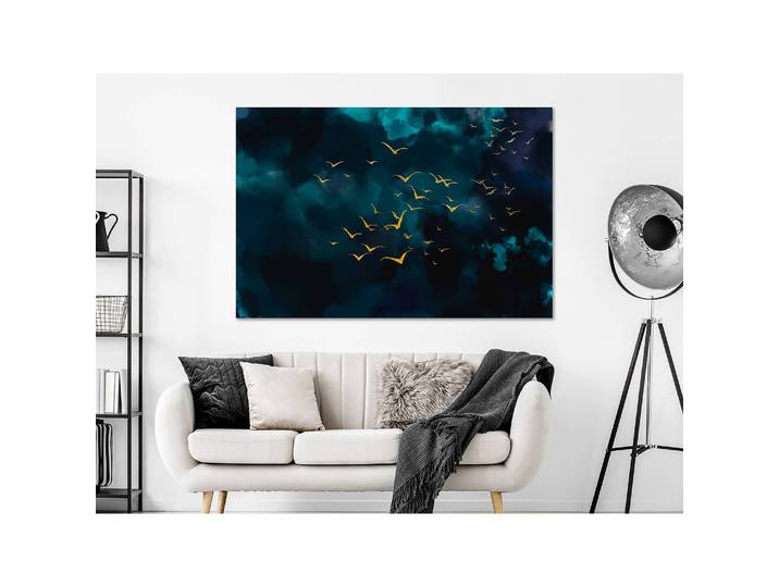 Wandbild Sky Before the Storm Leinen Blau 120 x 80cm