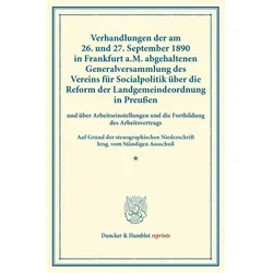 Verhandlungen der am 26. und 27. September 1890 in Frankfurt a.M. abgehaltenen Generalversammlung de, Fachbücher