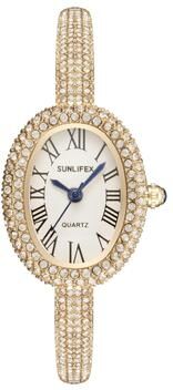 Uplifted Goods Elegant Roman Numeral Oval Bracelet Watch gold White