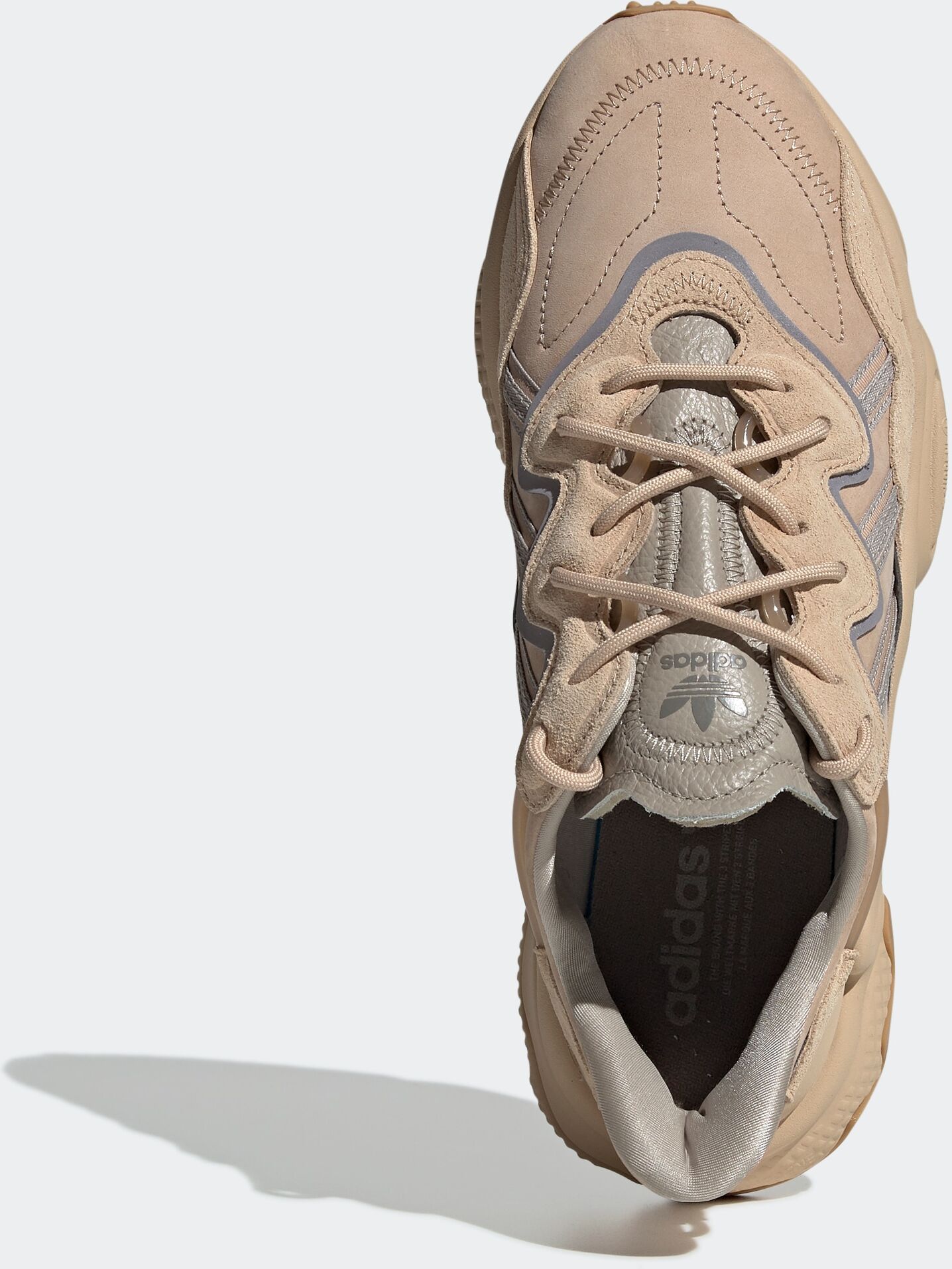 Sneaker ADIDAS ORIGINALS "OZWEEGO", Herren, Gr. 46, beige (stpanu, lbraun, solrot), Leder, Synthetik, Schuhe Sneaker stpanu, lbraun, solrot 46