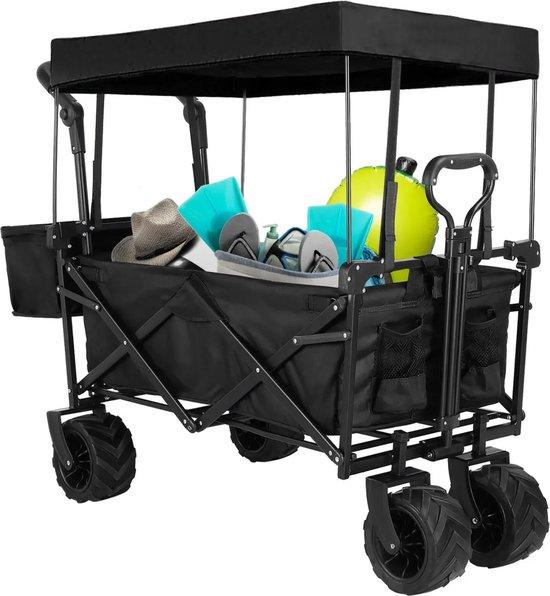 Famanu Trolley für den Garten - Faltbar mit abnehmbarer Sonnenblende - Schwarz