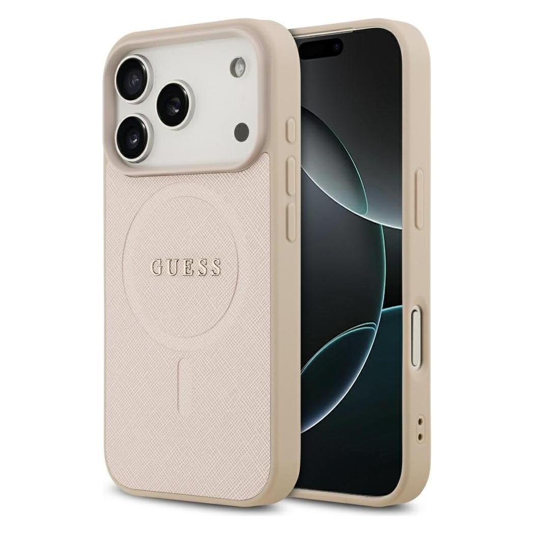 Guess - Saffiano Classic Logo MagSafe (GUHMP17LPSAHMCP) - iPhone 17 Pro - Pink (Apple iPhone 17 Pro) (GUHMP17LPSAHMCP)