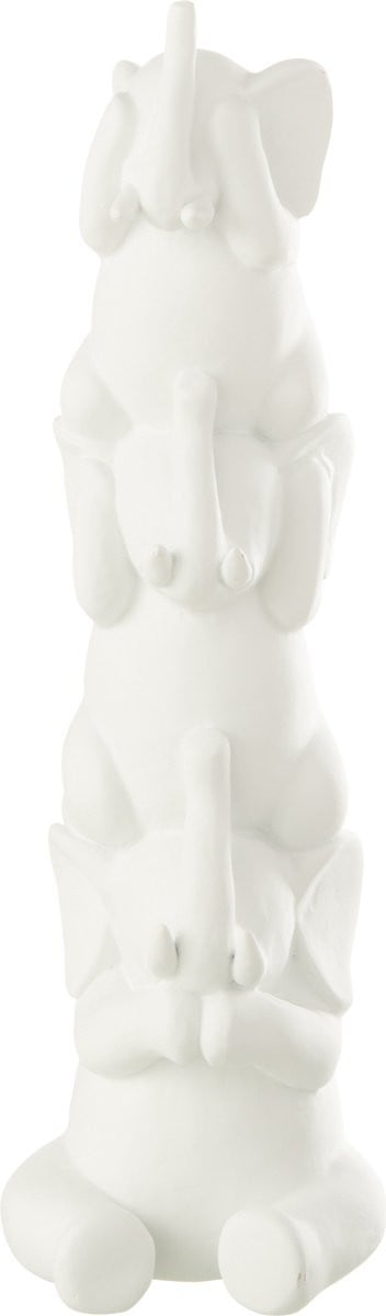 J-Line Decoratie Olifant Pyramide - Wit - Polyresin