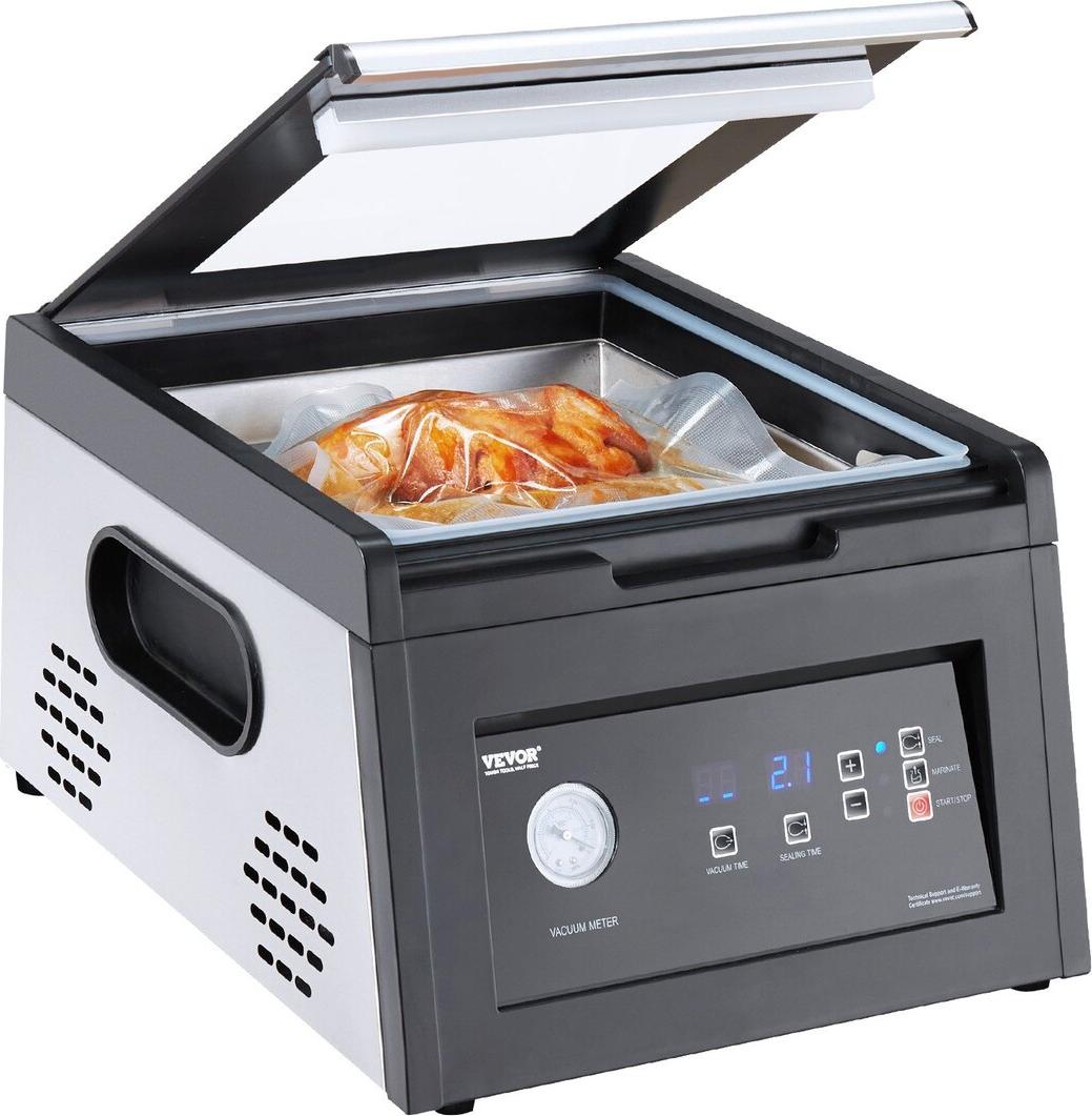 Chamber Vacuum Sealer, 380W Vacuum Pump Power, Sealing Bag Packing Machine for Wet Foods, Meat, Compact Design with 290 mm Sealing Length, Ideal Commercial Sealer for Professional and Home Use