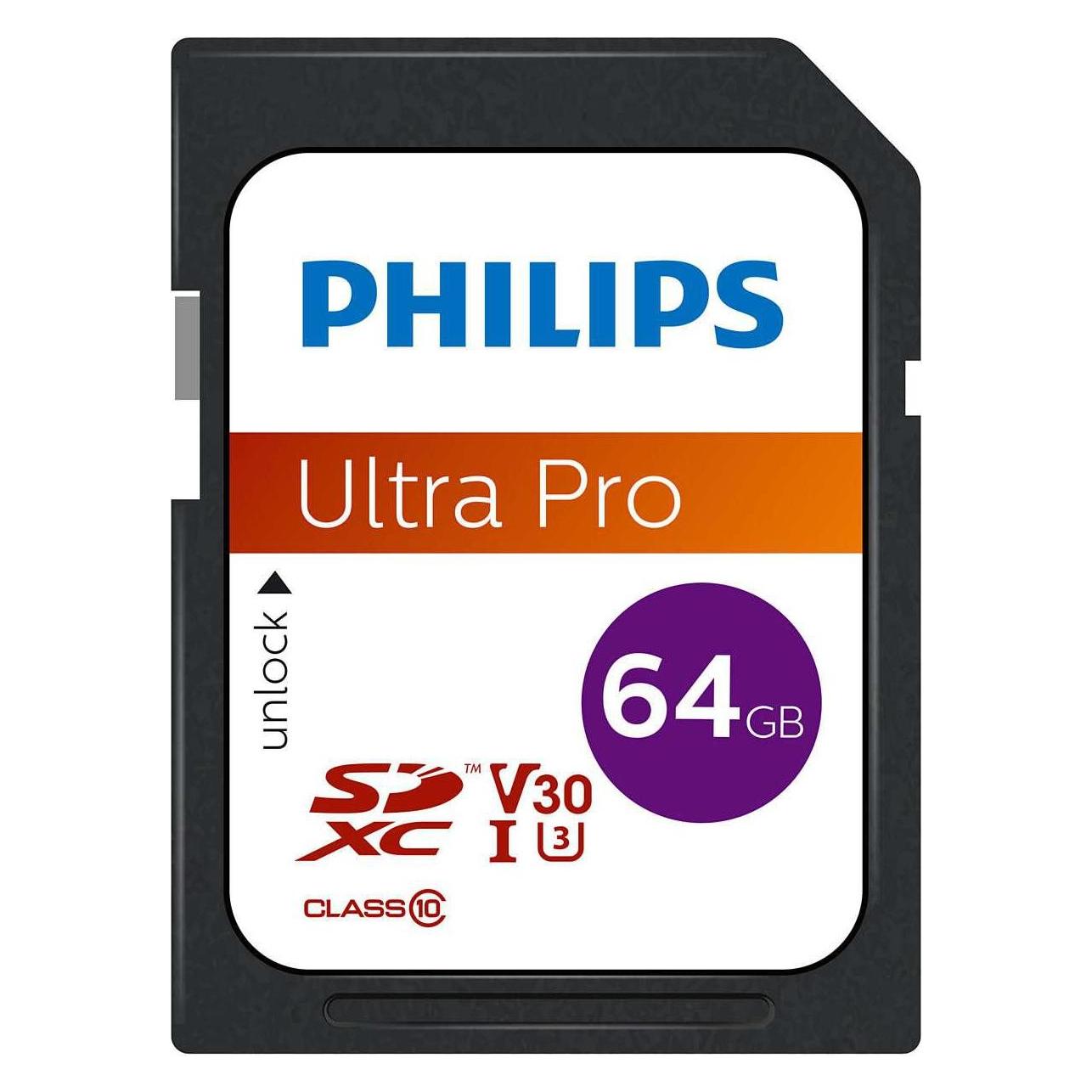 Philips SDXC Class 10 UHS-I U3 V30 A1 (64 GB, SDXC, U3, UHS-I) (FM64SD65B/00)