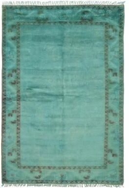ECARPETGALLERY Hand-knotted Color Transition Turquoise Wool Rug - 6'4 x 9'8