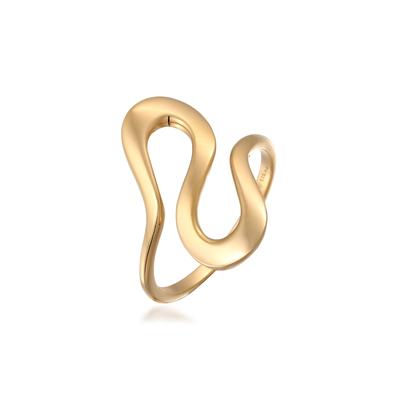 Silberring ELLI "Ring Welle Modisch Verspielt Fashion 925 Silber" Gr. 56, gold, Fingerringe, Damen, 56, Silber 925 (Sterlingsilber), Silberring