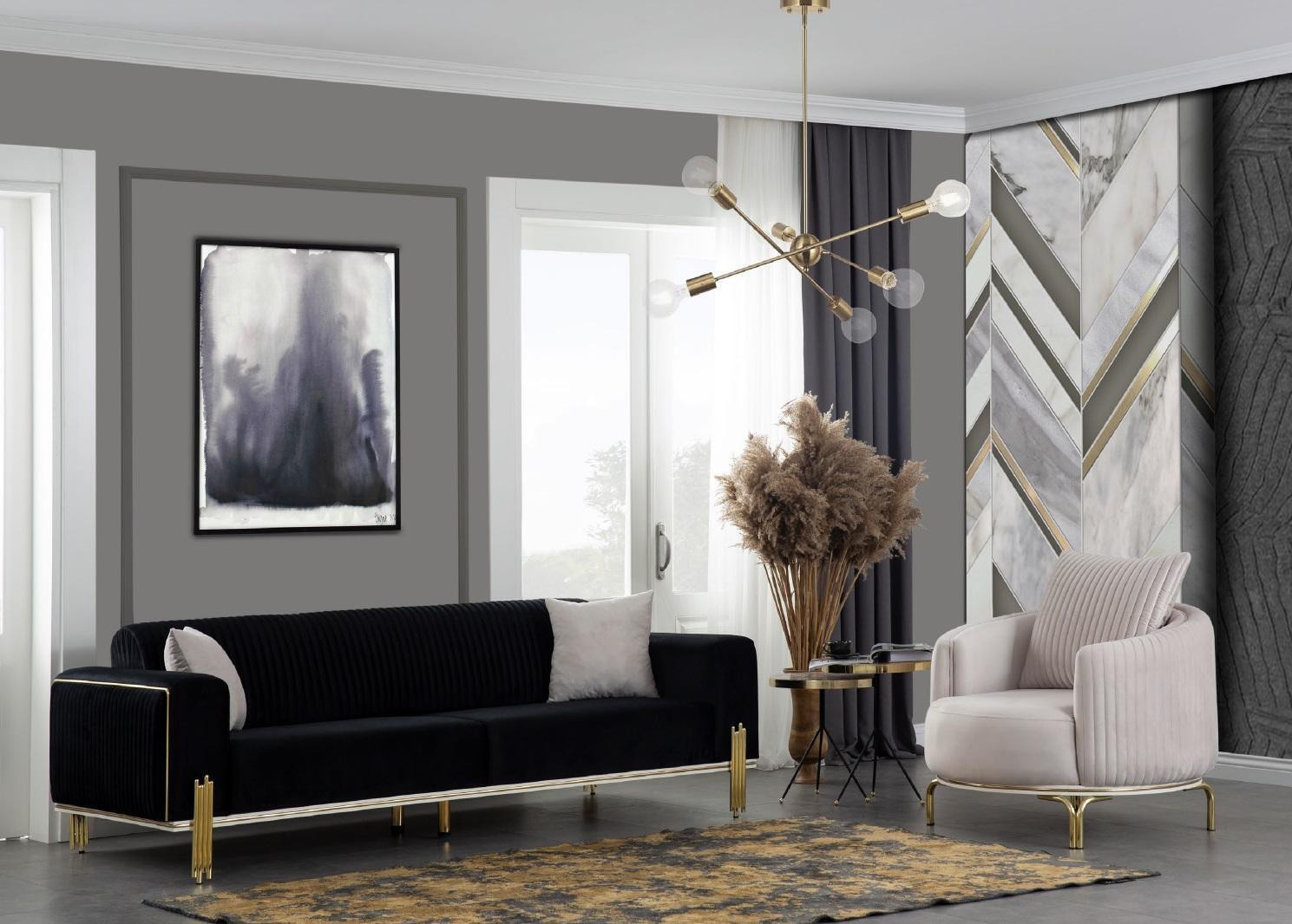 Luxus Garnitur Set Sofagarnitur 331 met 3 stuks stoffen banken en fauteuils