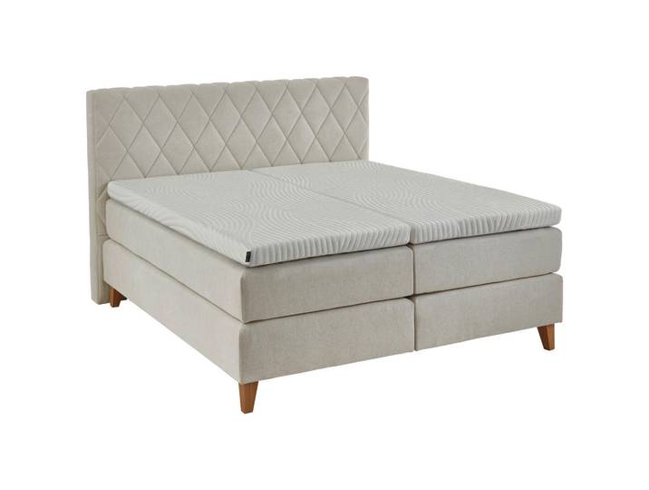 Hukla Boxspringbett, Naturfarben, Holz, Wildeiche, massiv, H2 + H3, 200x200 cm, Über- und Sondergrössen erhältlich, gepolstertes Kopfteil, Stoffauswahl, In verschiedenen Grössen erhältlich, Topperauswahl, Kopfteilauswahl, Topper geteilt, Matratze geteilt, Schlafzimmer, Bett, Doppelbetten