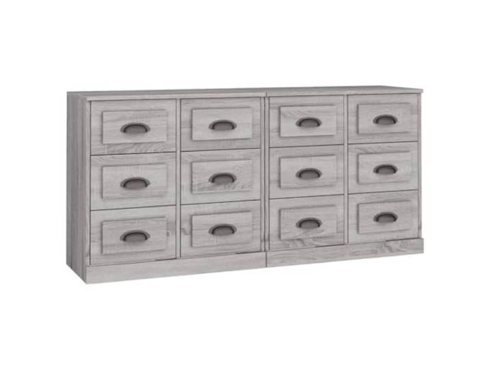 HGFDVCMR Sideboard 2er Set Grau Sonoma Kommode Holzwerkstoff 70cm Stilvolles 2-Teile Beistellschrank Set für Wohnzimmer und Flur: Robuste Ablagefläche für Dekoration und Fotos.