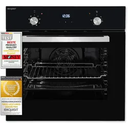 Exquisit EBE 657-2U Einbaubackofen | 59 L Backofenvolumen | Heißluft | Teleskopauszüge | Schwarz