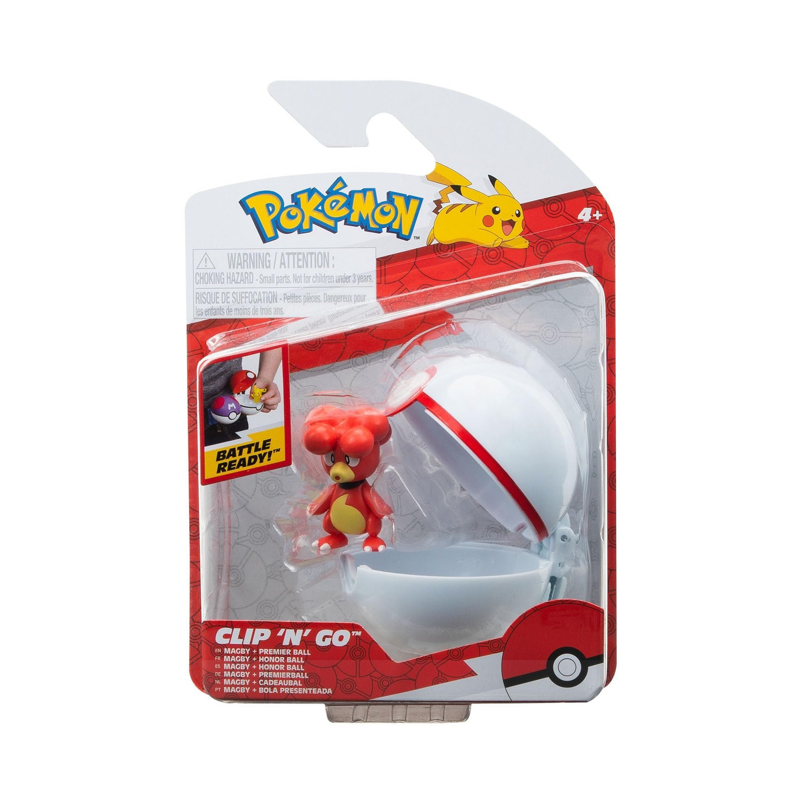 Jazwares Pokémon Clip'n'Go Pokéballen Magby & Premierball