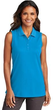 Port Authority LK110SV Women's Dry Zone UV Micro-Mesh Sleeveless Polo Shirt in Coastal Blue size 4XL   Polyester
