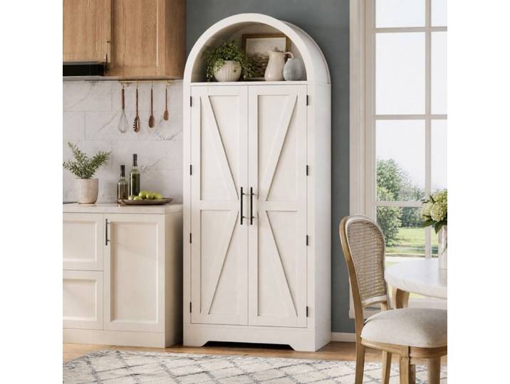Vitrine haute – armoire à arche blanche en MDF – 70 x 35 x 170 cm