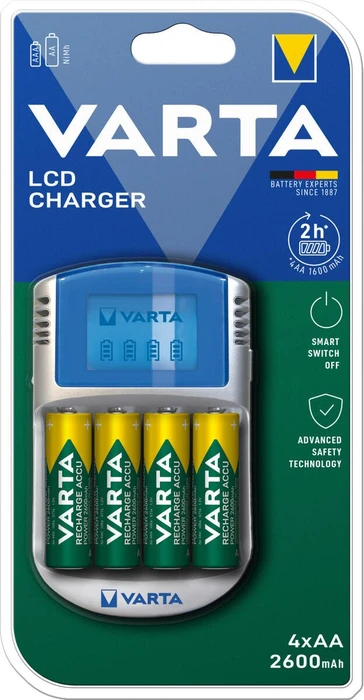 VARTA LCD-Ladegerät + 4 AA 2600 mAh R2U & 12V & USB