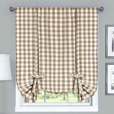 Achim Importing Co Inc Buffalo Check Tie Up Shade 42 x 63, 42 x 63, Light Taupe