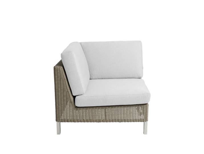 Cane-line Pièce d angle Connect Taupe, section d 'angle, coussins blancs'