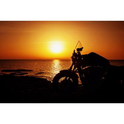 Fototapete PAPERMOON "Motorrad am Strand", bunt, B:3m L:2,23m, Vlies, Tapeten