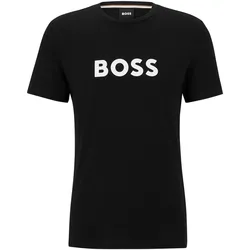 BOSS Herren T-Shirt - T-Shirt RN, Rundhals, Kurzarm, großer Logoprint, Baumwolle Schwarz / M
