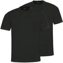 hajo Herren T-Shirt, 2er Pack - Basic, Kurzarm, Rundhals, Baumwolle, uni Schwarz / XL