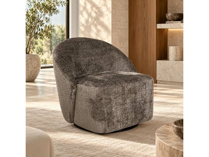 Fauteuil pivotant en tissu doux - IENA - Gris