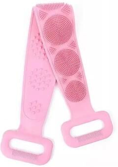 Multicon Wholesale Hub Extended Skin Clean Brushes, Body Sponge Silicone Back Brushes, Rubbing Back Peeling Massage Shower Belt pink