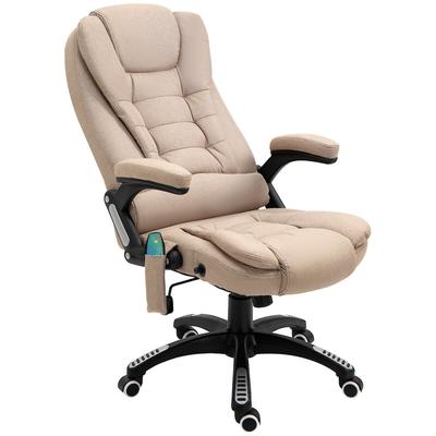 OKWISH Bürostuhl aus Polyester, Braun, mit Massage- und Heizfunktion, 68x72x110-120 cm, höhenverstellbar