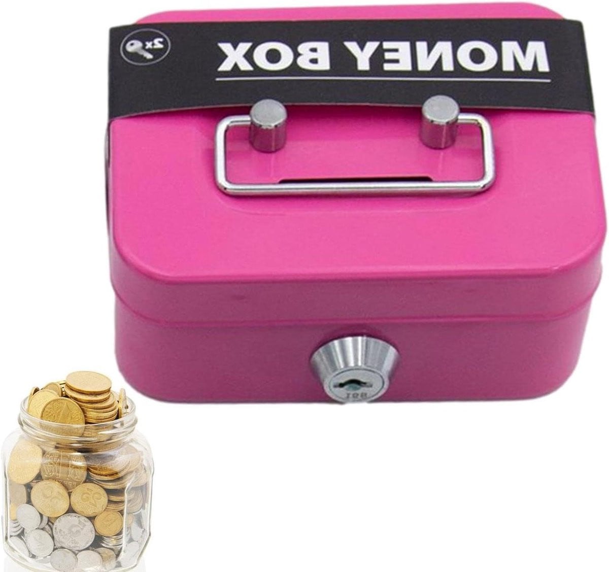 Kleine Sleutelkast Mini Kluis Roze - 11,5 cm