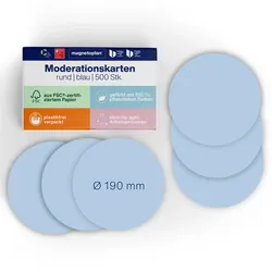 Magnetoplan Moderationskarten Blau rund 190mm 500St