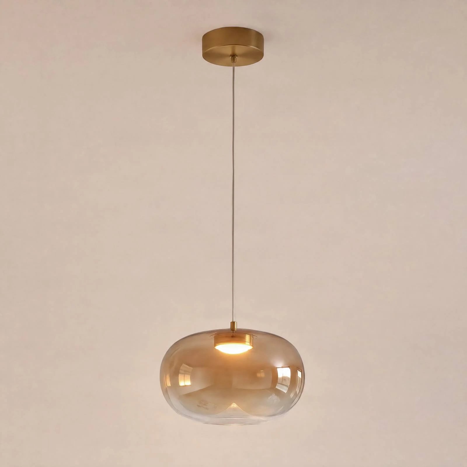 Milagro Lighting Hanglamp Vaso, Crème / Amber, Modern Glas, Rond, LED