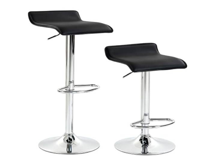 HOMCOM Barhocker 2er-Set, höhenverstellbar, 360° drehbar, Schwarz Barhocker mit Fußstütze, gepolstertem Sitz und Metallgestell, für Esszimmer, Kücheninsel und Bar