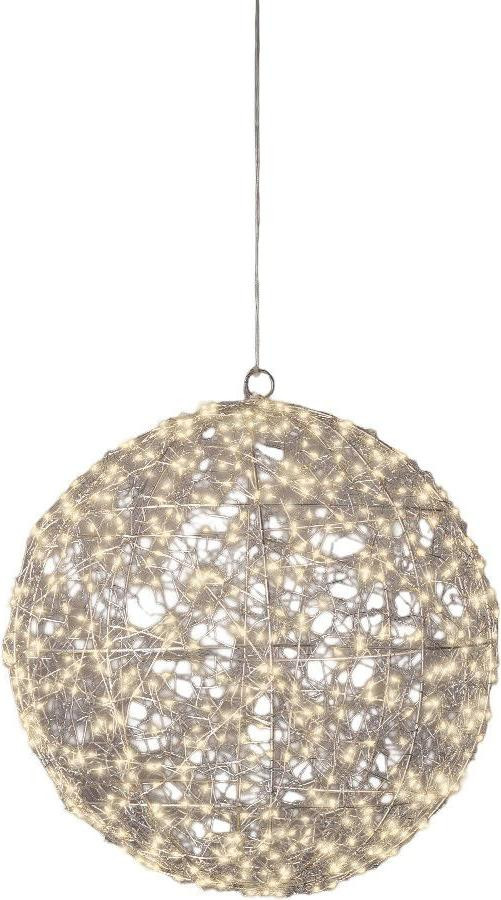 Kaemingk LED Accentbol 3D Sphere Wit Zilver Dia: 38 cm