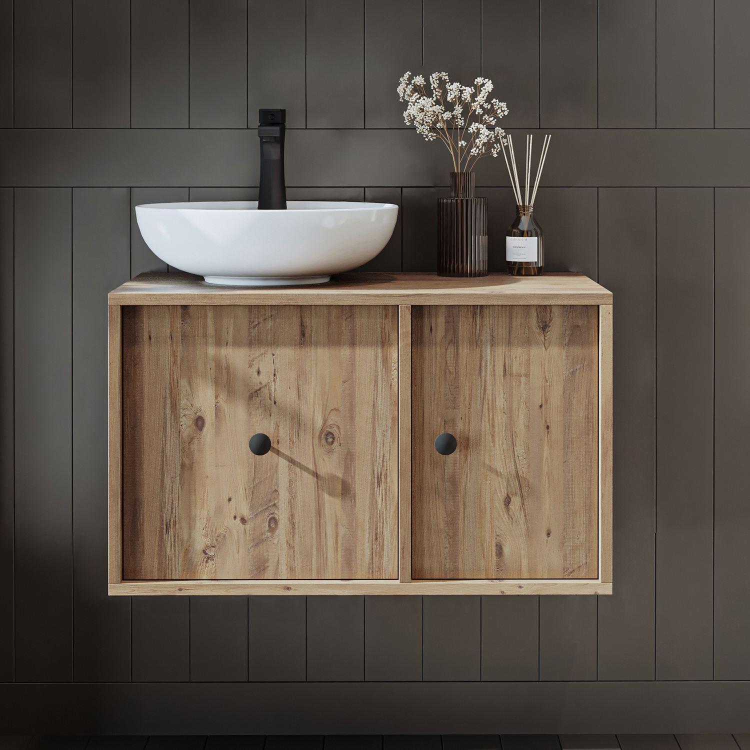 Skye Decor, Hochwertiger Badschrank mit Waschbecken, 75 cm, Atlantik-Kiefer, 100% MDF
