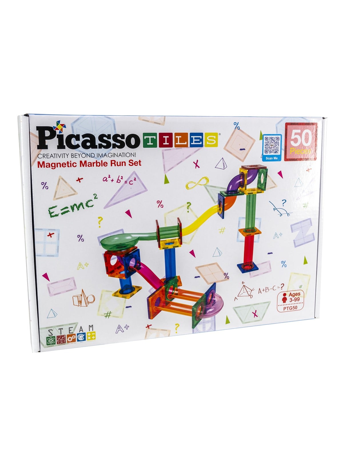 PicassoTiles Magnetisches Kugelbahn-Bauset - 50 Teile