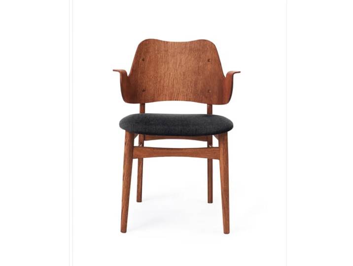 Warm Nordic Gesture Stuhl, Textilsitz Anthracite-Eichengestell teak geölt