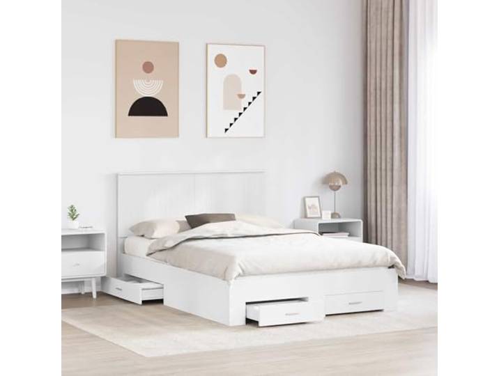 SKTQYQO Bettgestell, weiß, 140 x 200 cm, aus mehrschichtigem Holz Modernes Design, robust, Stauraum, Gästezimmer
