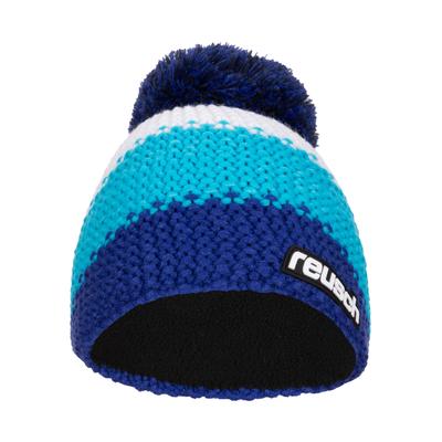 Beanie REUSCH "Reusch Mütze Enzo Beanie für Sport & Freizeit", Damen, blau (blau, weiß), 100% Polyacryl, mehrfarbig, Mützen Beanie, mit großem Bommel