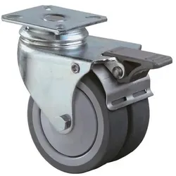 Bs Rollen Doppel-Lenkrolle m.Festst.50mm 60kg m.Festst.Gum.grau 60x60mm