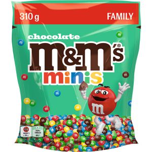 M&Ms Schokobonbons Minis Chocolate, Family Pack, dragierte Schokolinsen, 310 g