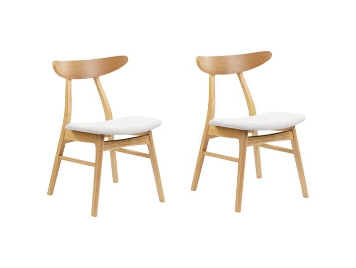 STUHL 2er-Set Gummibaumholz Hellbraun/Hellgrau Holzfarbton Lynn