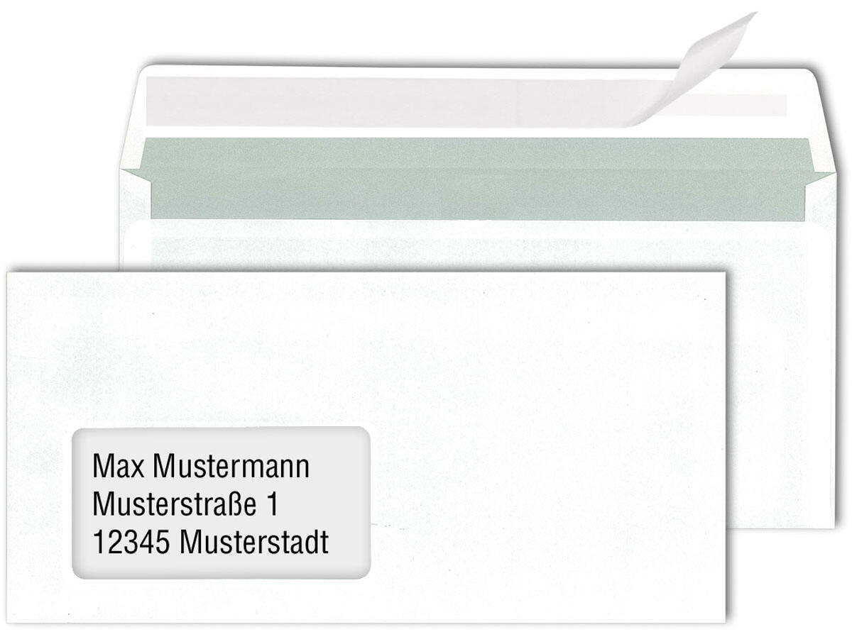 MAILmedia Briefumschläge DIN lang mit Fenster haftklebend 30127190
