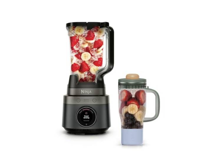 Ninja CrushBOSS 2-in-1 Mixer, 1200 Watt, SmoothSense, 3 intelligente Voreinstellungen, XL Becher (2,1 l), BlendBOSS-Becher (710 ml) für unterwegs, zerkleinert Eis, Onyx, LB301EUBK