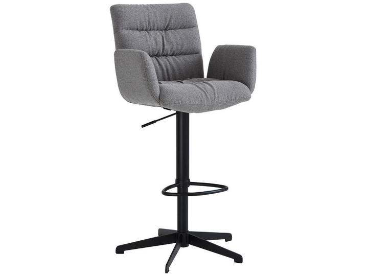 Dieter Knoll Barhocker, Schwarz, Cappuccino, Metall, Drehkreuz, 58x107-125x57 cm, Sitzfläche 360° drehbar, Esszimmer, Barmöbel, Barhocker