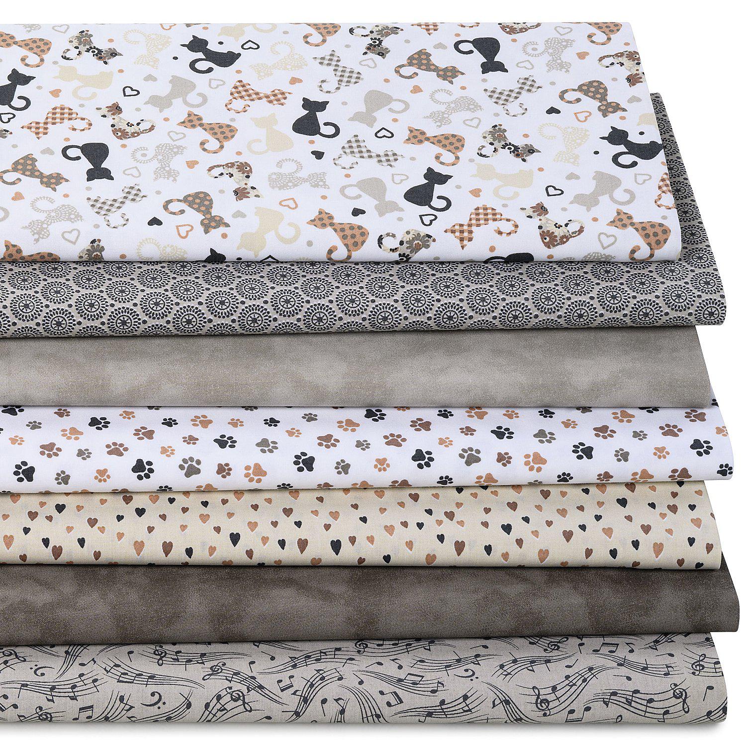 Patchwork- und Quiltpaket "Katzen", braun-color