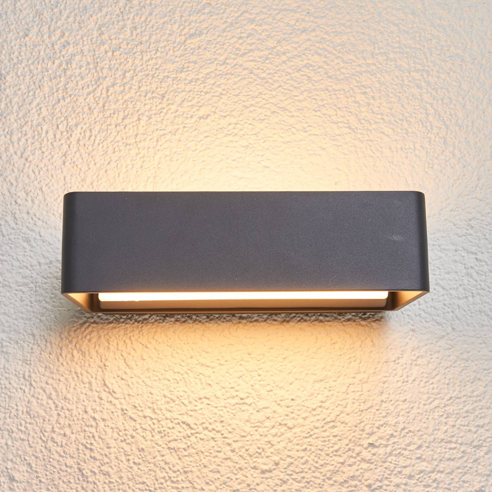 LED Outdoor Wall Light Midvig Lucande, Black, Aluminium, Modern, Outdoor Wall Light