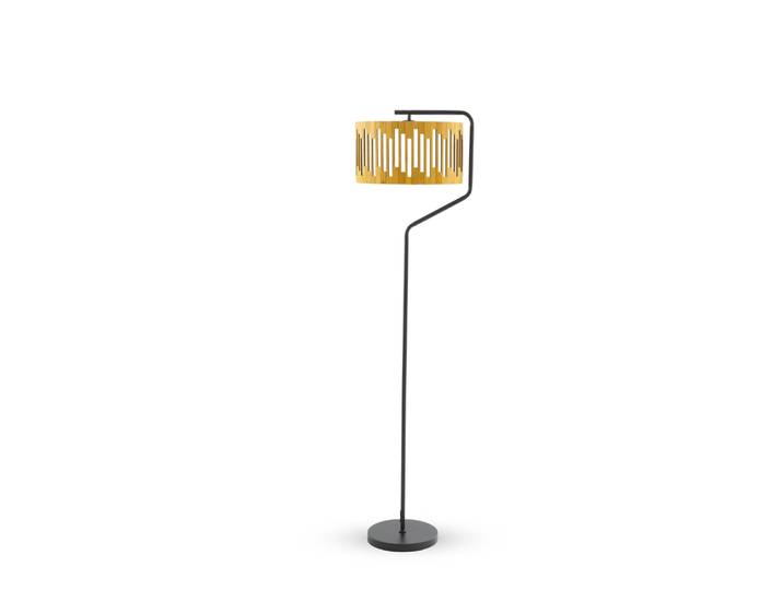 Lampadaire avec abat-jour en contreplaqué couleur miel